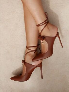 NEW Dee Ocleppo Women's Brown Pointed-Toe Bow Slingback Heel